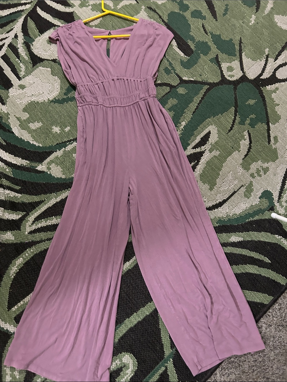 Old Navy Mauve Smocked-Waist Wide-Leg Jumpsuit